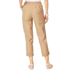 Talbots Drawstring Tie‎ Waist Pull On Khaki Button Detail Capri Pants Plus Sz 22